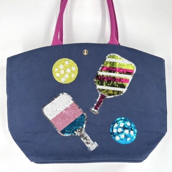 NWT Simply Southern‎ Sequin Pickleball Tote Travel Bag Bling  Navy Colorful - Picture 1 of 14
